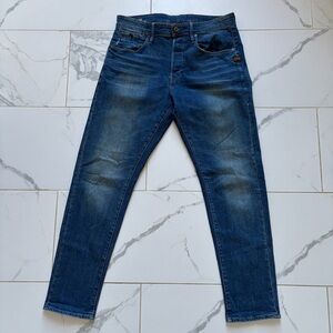 G-Star Raw Loic Relaxed Tapered Buckle Back Jeans Size 33x32 Blue Denim